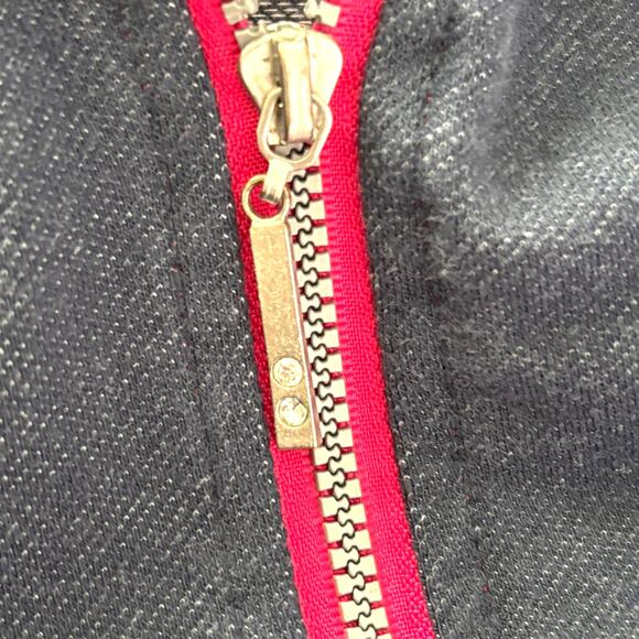 Alfred Dunner Wms 18 Blue Knit Full Zip Jacket Pink Dragonfly With Rhinestones - Picture 9 of 12